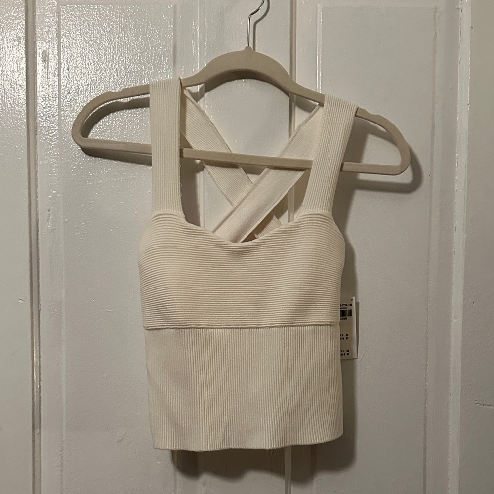 Abercrombie & Fitch Cream Ribbed Crop Top